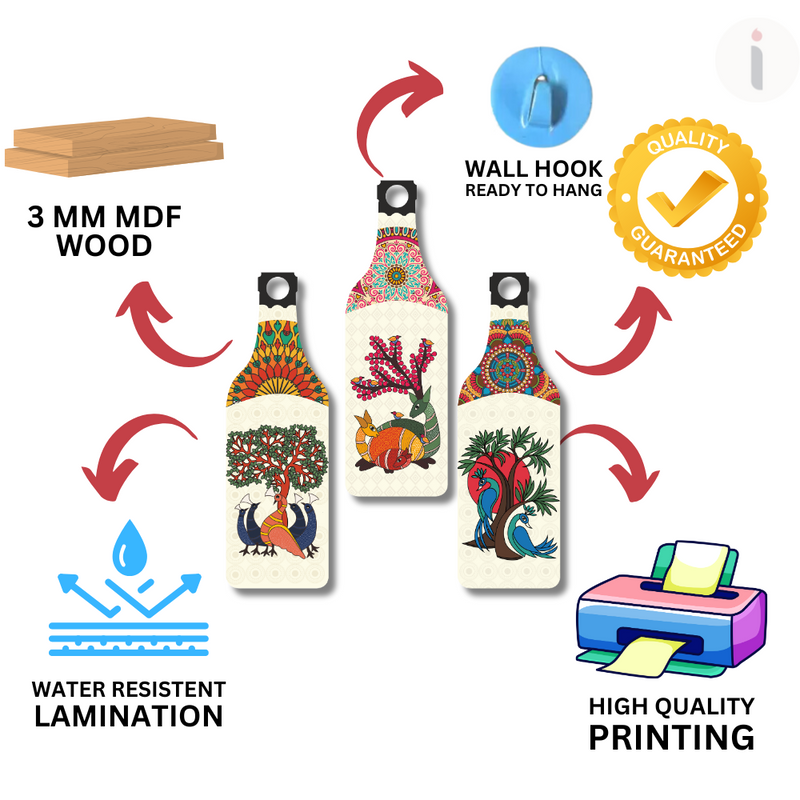 Folk Art Inspired Decorative Wooden Chopping Board Set
