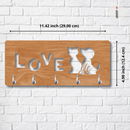 Love Wooden Key Holder with Cat