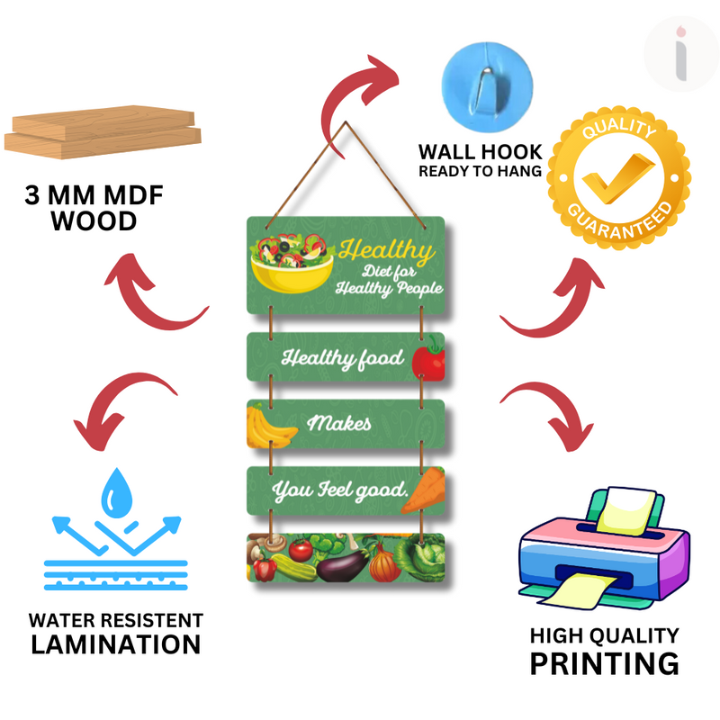 Healthy Food Wooden Wall Hanging