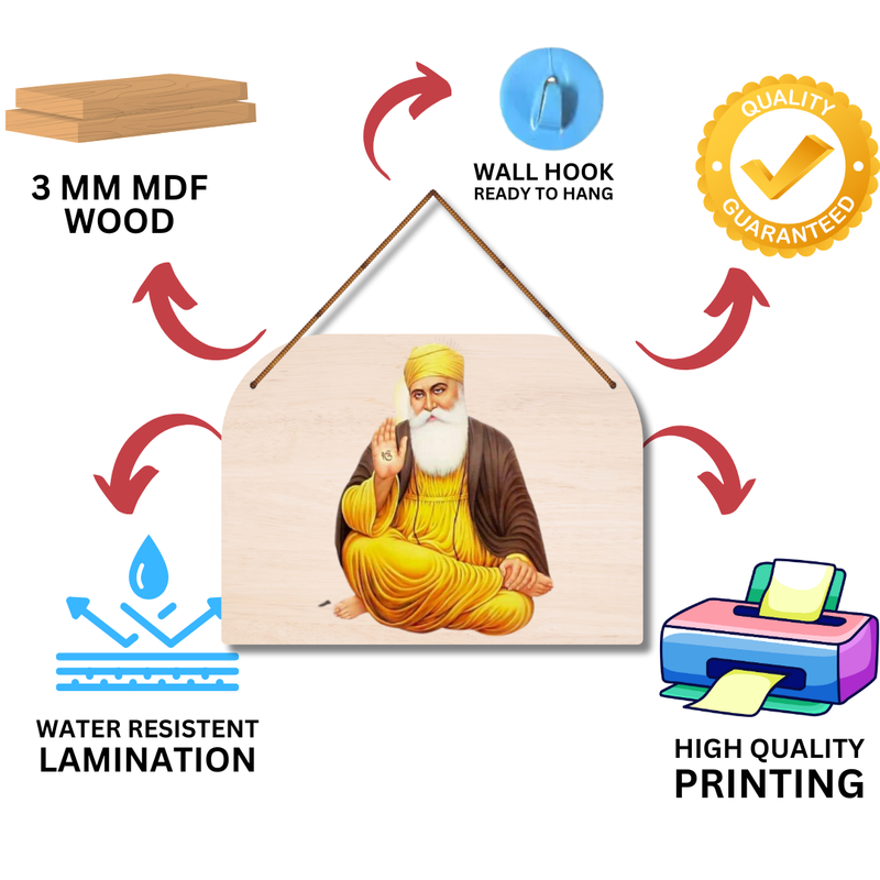 Guru Nanak Dev Ji Wooden Wall Hanging