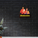 Indian couple wooden welcome hanging