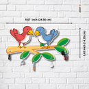 Colorful Birds on Branch Wooden Key Holder