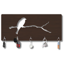 Elegant Bird on Branch Wooden Key Holder