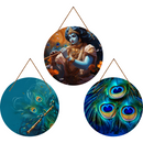 Divine Krishna with Peacock Wall Hanging