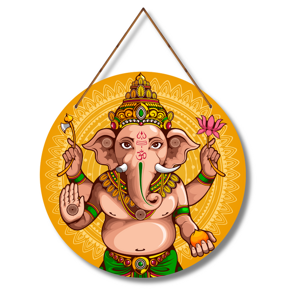 Ganesha Wall Hanging – Vighnaharta Round Blessing Art