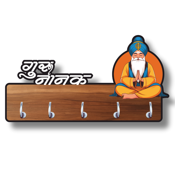 Wooden Key Holder with Guru Nanak Dev Ji - ICraft asia