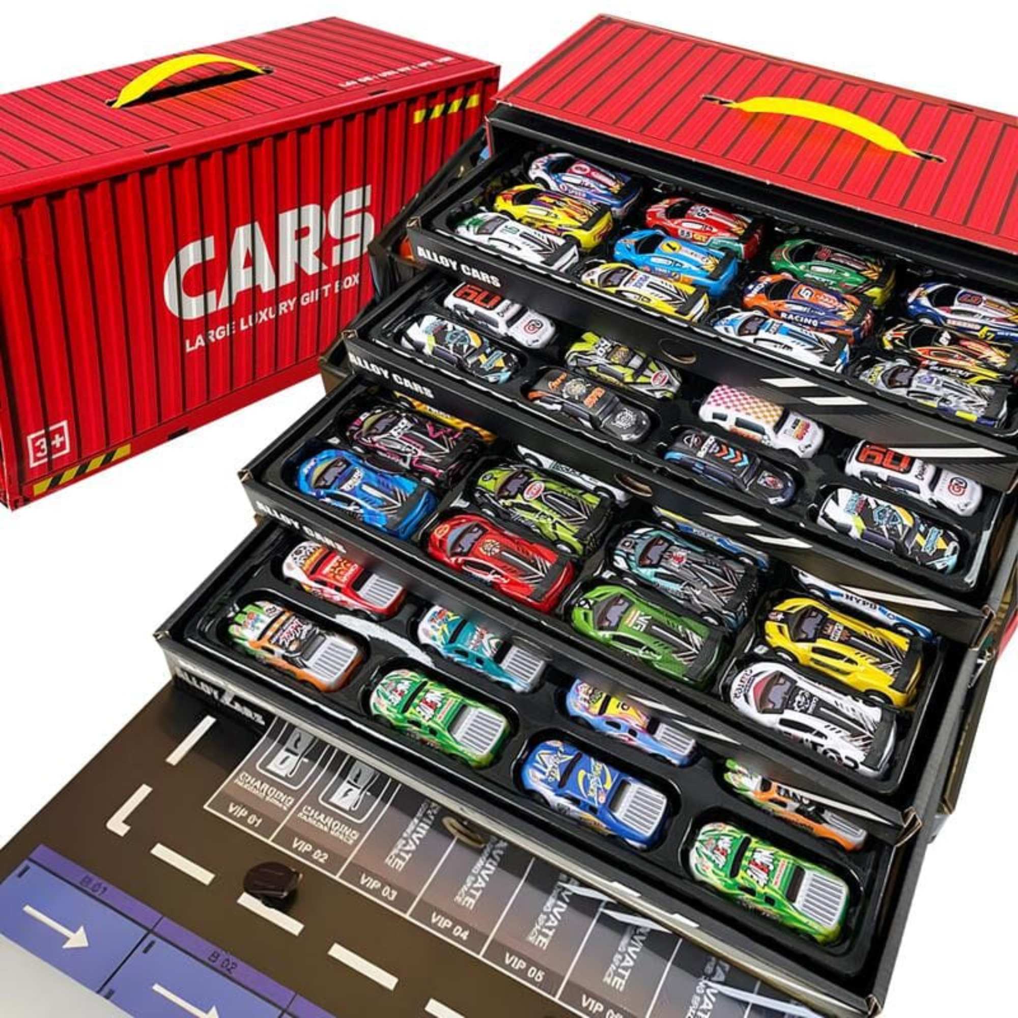 48pc Pull-Back Mini Racing Cars with Container for Kids - ICraft asia