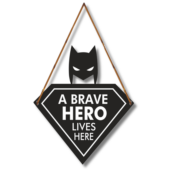 "A Brave Hero Lives Here" – Superhero-Inspired Kids Room Wall Hanging