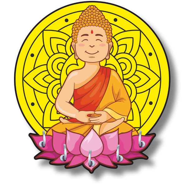 Buddha Mandala Lotus Wooden Wall Key Holder - ICraft asia