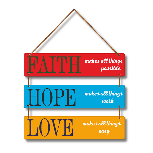 "Faith, Hope & Love" Inspirational Wall Hanging
