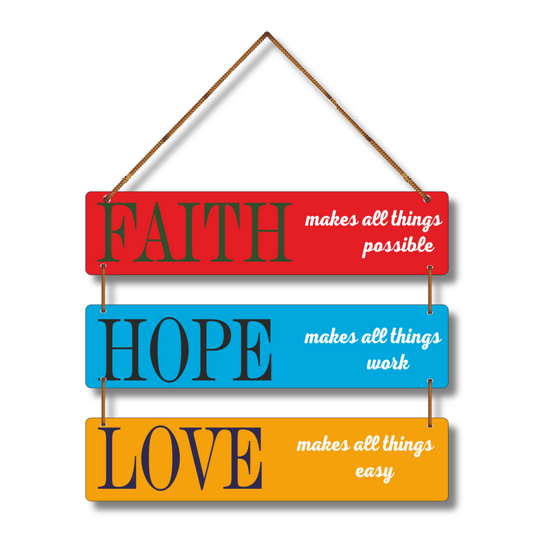 "Faith, Hope & Love" Inspirational Wall Hanging