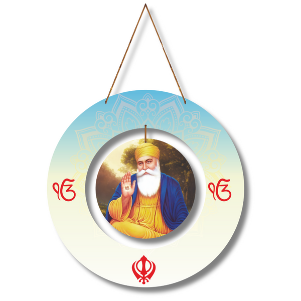 Guru Nanak Dev Ji Divine Blessing Wall Hanging – Ik Onkar Spiritual Décor
