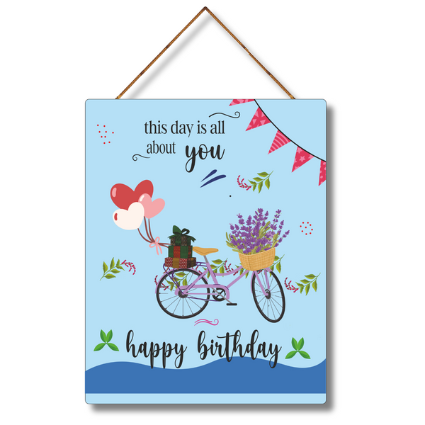 "Birthday Cheer Bicycle"  Wall Hanging