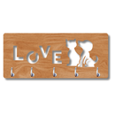 Love Wooden Key Holder with Cat