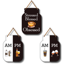Stressed, Blessed &amp; Coffee Obsessed wooden wall hanging