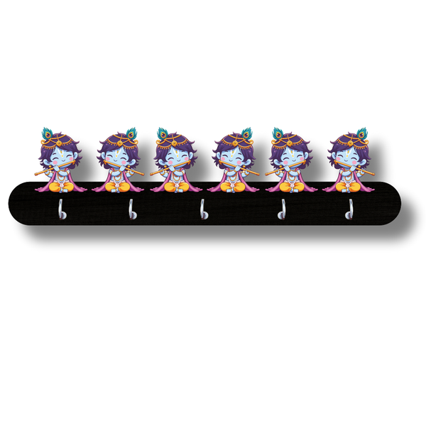 Cute Krishna Design Wooden Wall Key Holder - ICraft asia