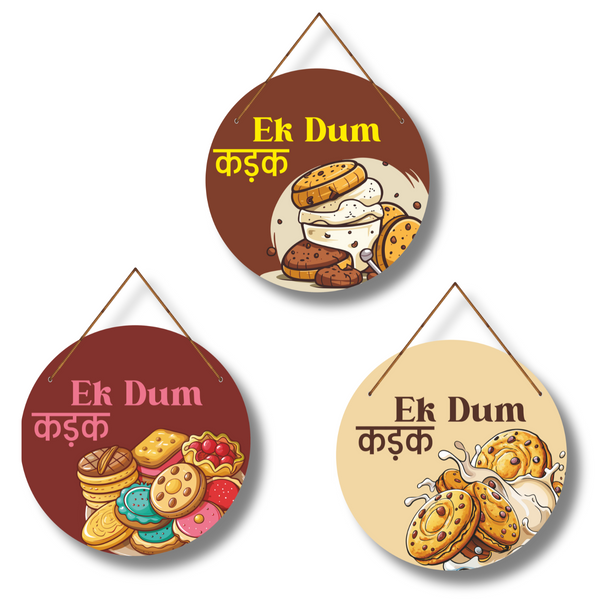 Ek Dum Kadak – Funky Biscuit- Round Wall Hanging