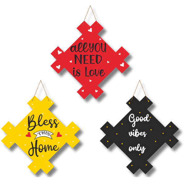 Set of 3 Positive Vibes Wall Hangings
