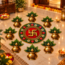 Shubh Swastik Floral MDF Rangoli