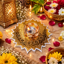 Gold Floral Mandala Rangoli Diya Set