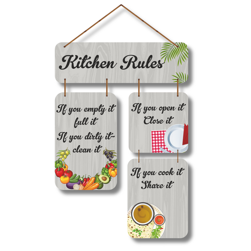 "Kitchen Rules – Served with Love" Wall Hanging