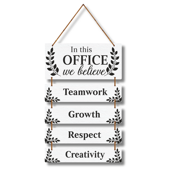 “In This Office We Believe” – Motivational Workplace Wall Hanging