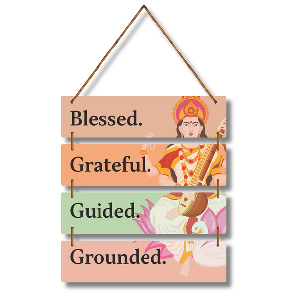 Blessed & Grateful Wooden Wall Hanging