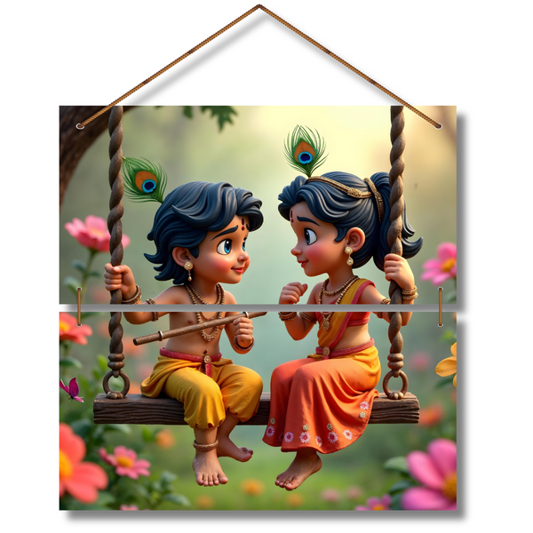 Divine Childhood – Krishna and Radha on Swing
