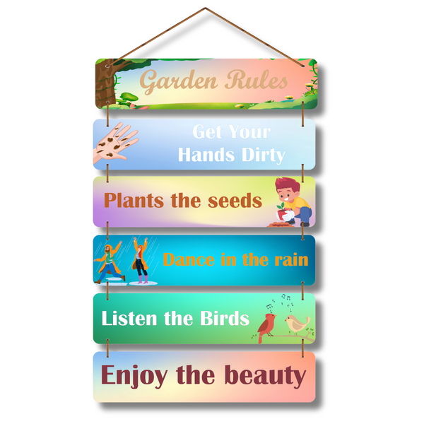 "Garden Rules" Wooden Wall Hanging