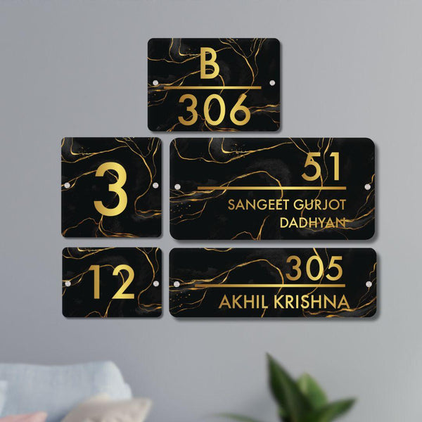 Golden Portoro - Contemporary House Number/Name Sign