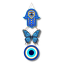 Wooden Blue Butterfly Evil Eye wall hanging - ICraft asia
