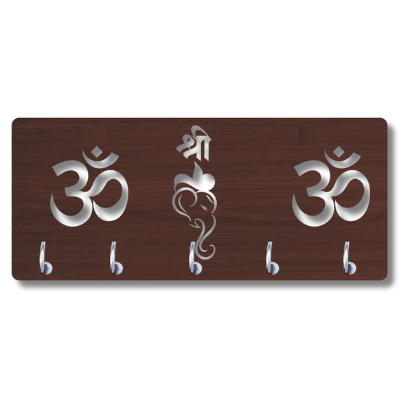 Om & Shree Ganesh Wooden Wall Key Holder