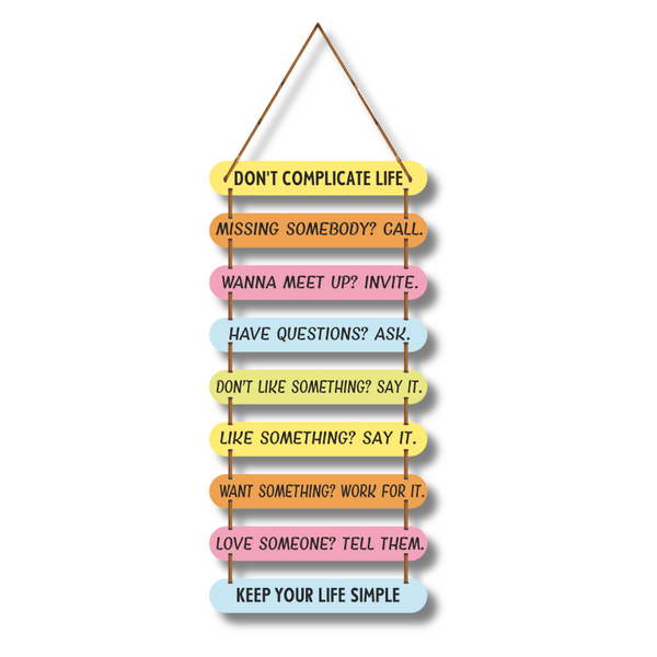 Keep Life Simple Motivational Wall Hanging
