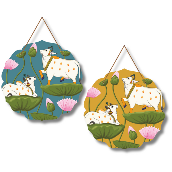 Divine Cow with Lotus Wall Hanging
