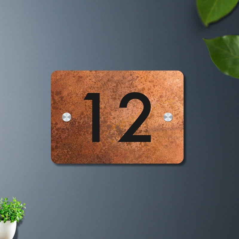 Futura (Rust Black) - Contemporary House Number/Name Sign