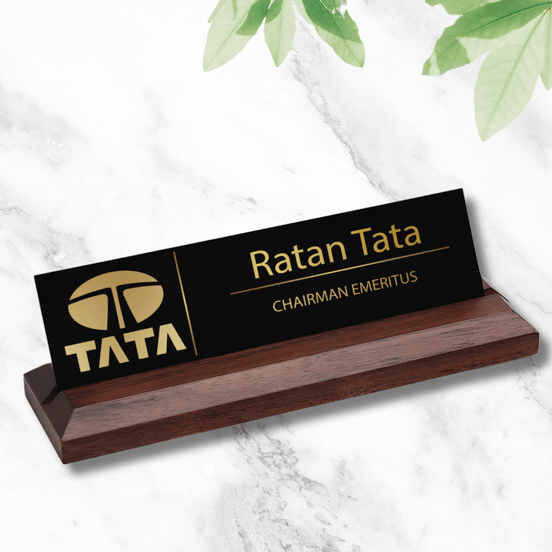 Office Desk Name Plate with Custom Logo