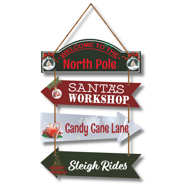 North Pole Christmas Direction Wall Hanging