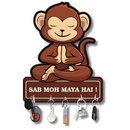 Sab Moh Maya Hai Monkey Wooden Key Holder - ICraft asia