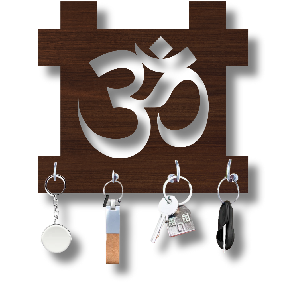 Wooden Om & Swastik Key Holder