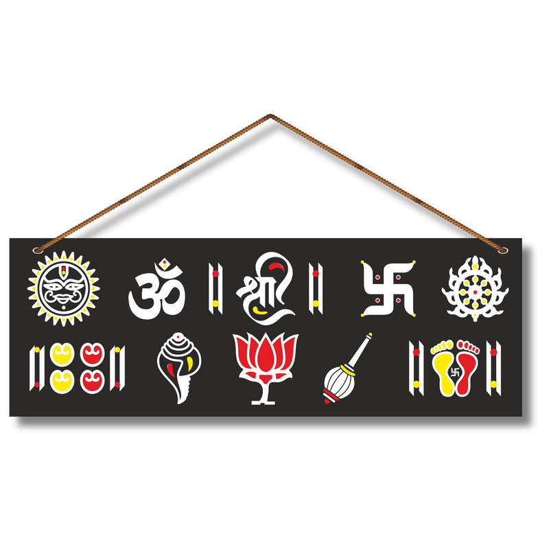 Shubh Sanket – Spiritual Hindu Symbol Wall Hanging - ICraft asia