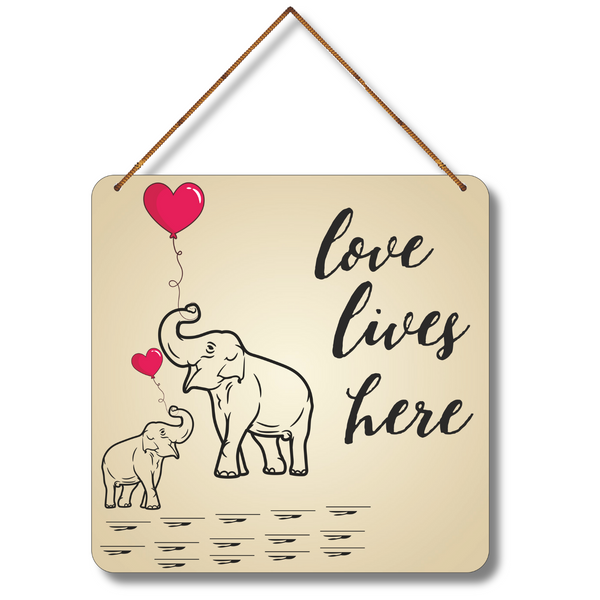 " Love Lives Here – Elephant Family " Wall Hanging