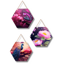 Floral & Nature Hexagon Wooden Wall Hanging Set