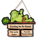 Sunday Ke Do Kaam Wooden Wall Hanging