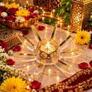 Golden Crystal Diya Stand