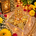 Gold Floral Mandala Pooja Chowki