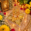 Gold Floral Mandala Pooja Chowki
