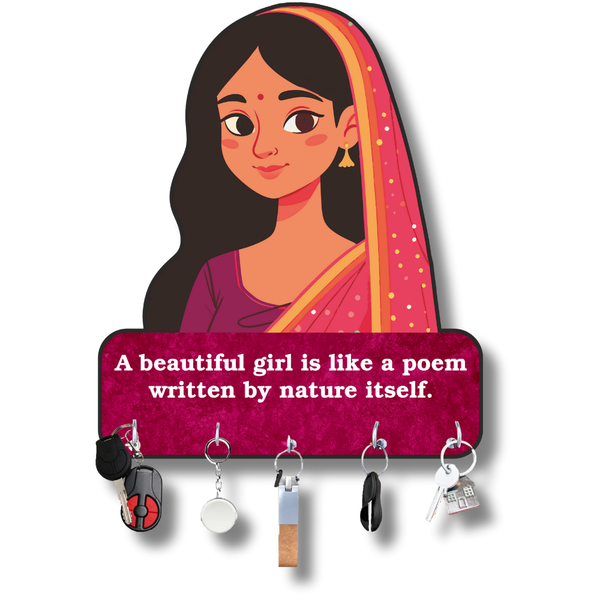 Beautiful Girl Quote Wooden Key Holder - ICraft asia