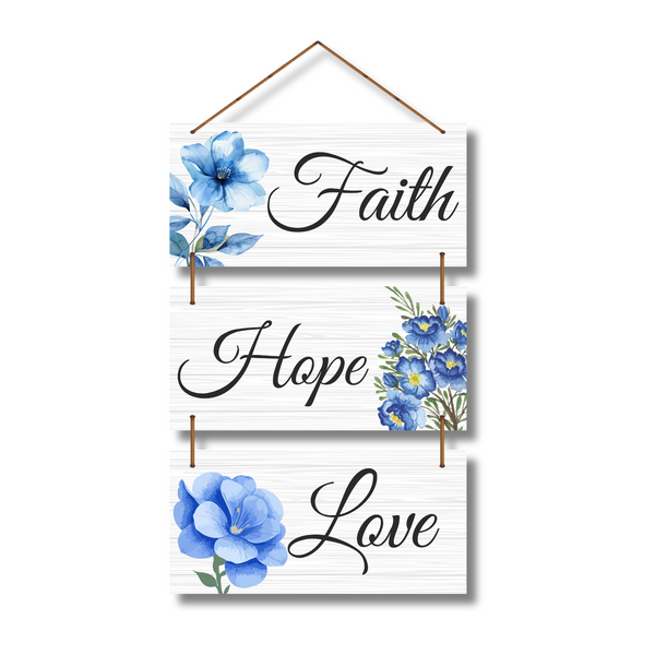 "Faith, Hope & Love" Wooden Wall Hanging