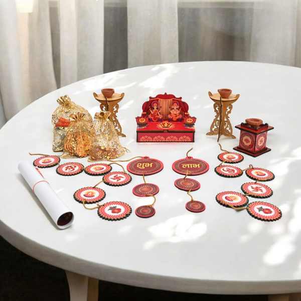 Diwali Decorations All-in-One Kit – 9 Pooja Decor Items