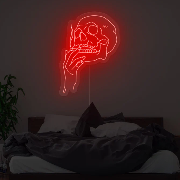 Smoking Skull Neon Sign
